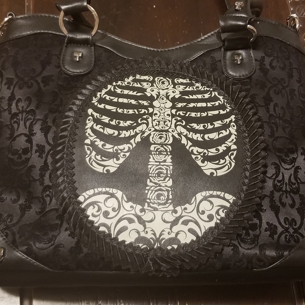 Banned Apparel Skeleton Ribcage Goth Handbag
